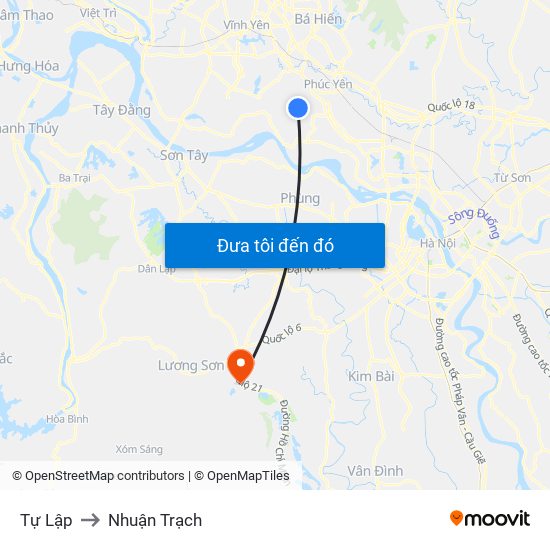 Tự Lập to Nhuận Trạch map