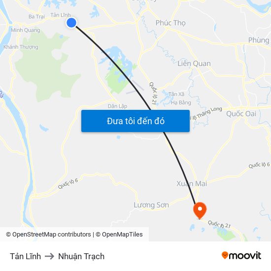 Tản Lĩnh to Nhuận Trạch map