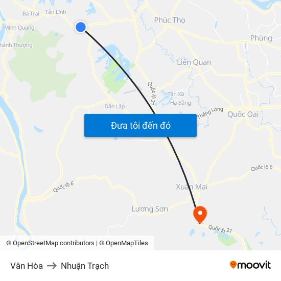 Vân Hòa to Nhuận Trạch map