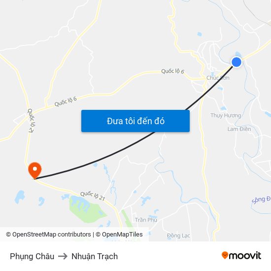 Phụng Châu to Nhuận Trạch map