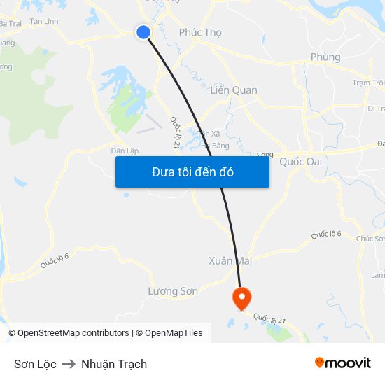 Sơn Lộc to Nhuận Trạch map