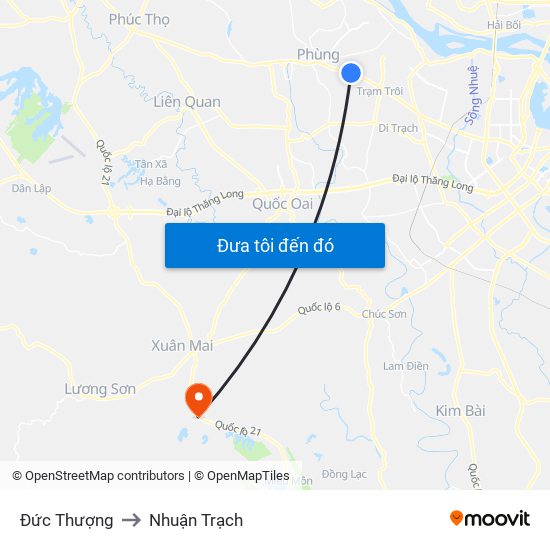 Đức Thượng to Nhuận Trạch map