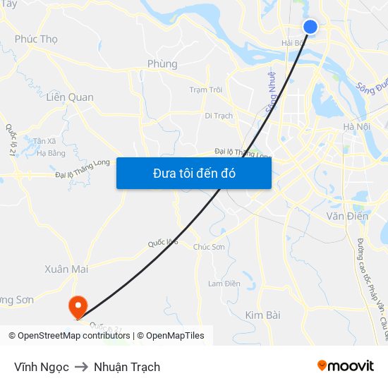 Vĩnh Ngọc to Nhuận Trạch map