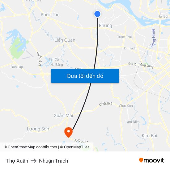 Thọ Xuân to Nhuận Trạch map