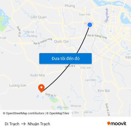 Di Trạch to Nhuận Trạch map