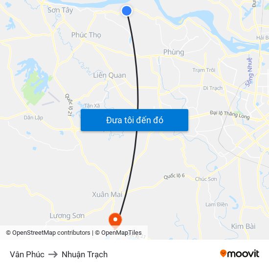 Vân Phúc to Nhuận Trạch map