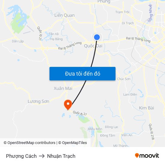 Phượng Cách to Nhuận Trạch map