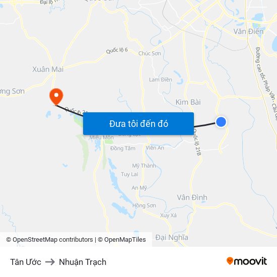 Tân Ước to Nhuận Trạch map