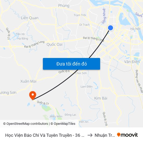 Học Viện Báo Chí Và Tuyên Truyền - 36 Xuân Thủy to Nhuận Trạch map