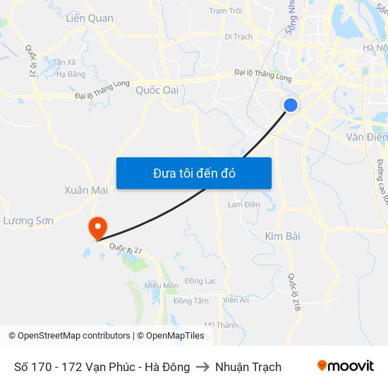 Số 170 - 172 Vạn Phúc - Hà Đông to Nhuận Trạch map