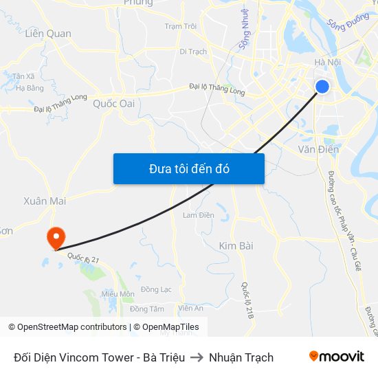 Đối Diện Vincom Tower - Bà Triệu to Nhuận Trạch map