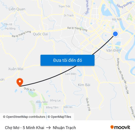 Chợ Mơ - 5 Minh Khai to Nhuận Trạch map
