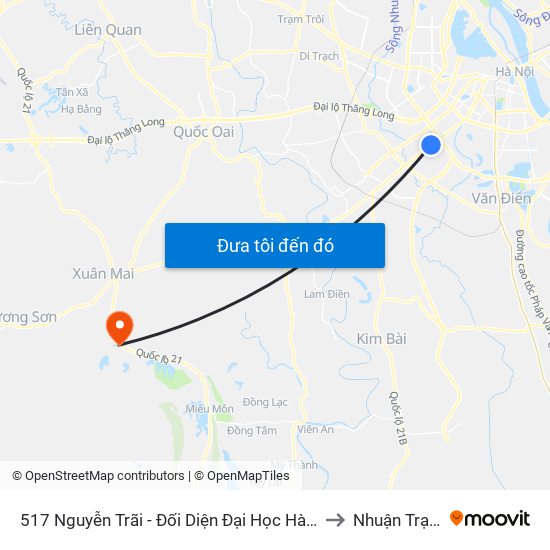 517 Nguyễn Trãi - Đối Diện Đại Học Hà Nội to Nhuận Trạch map