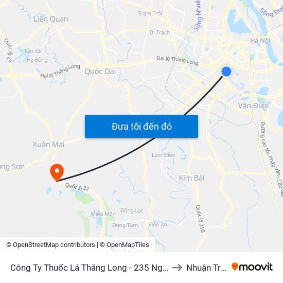 Công Ty Thuốc Lá Thăng Long - 235 Nguyễn Trãi to Nhuận Trạch map