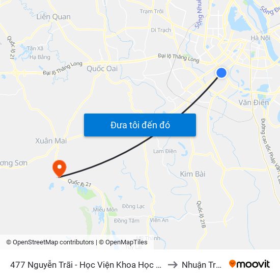 477 Nguyễn Trãi - Học Viện Khoa Học Xã Hội to Nhuận Trạch map