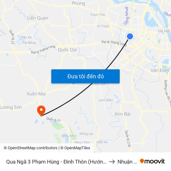 Qua Ngã 3 Phạm Hùng - Đình Thôn (Hướng Đi Phạm Văn Đồng) to Nhuận Trạch map