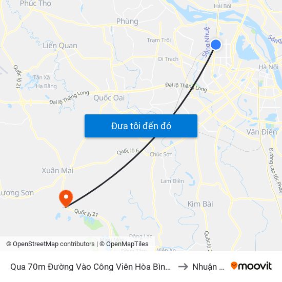 Qua 70m Đường Vào Công Viên Hòa Bình - Phạm Văn Đồng to Nhuận Trạch map