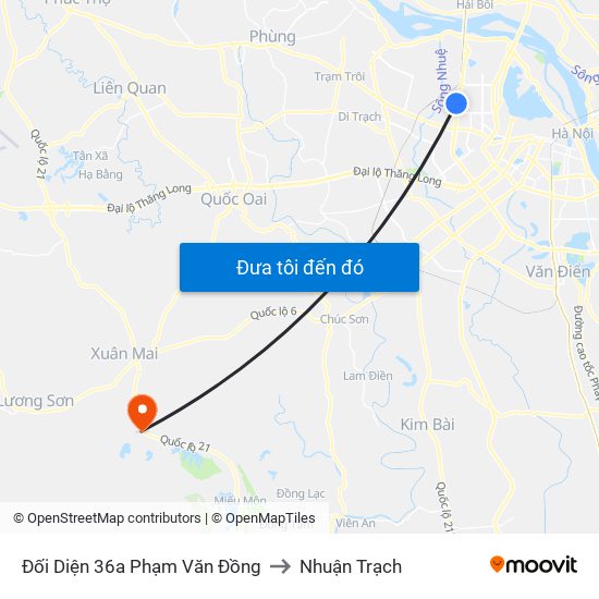 Đối Diện 36a Phạm Văn Đồng to Nhuận Trạch map
