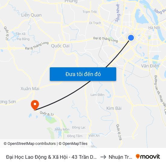 Đại Học Lao Động & Xã Hội - 43 Trần Duy Hưng to Nhuận Trạch map
