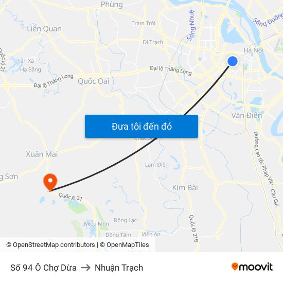 Số 94 Ô Chợ Dừa to Nhuận Trạch map