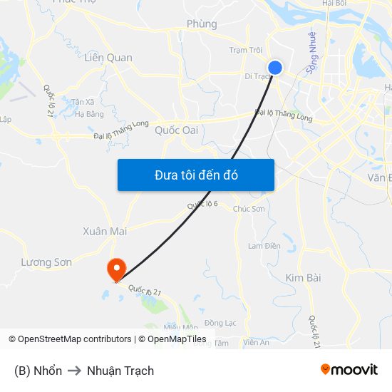 (B) Nhổn to Nhuận Trạch map