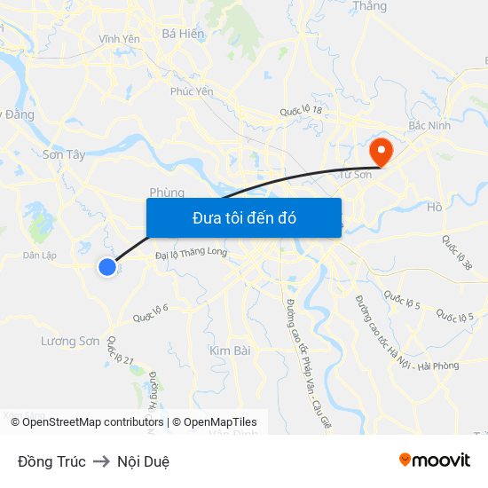Đồng Trúc to Nội Duệ map