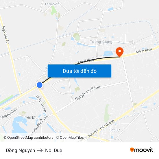 Đồng Nguyên to Nội Duệ map