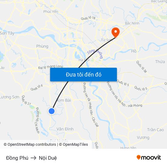 Đồng Phú to Nội Duệ map