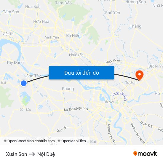 Xuân Sơn to Nội Duệ map