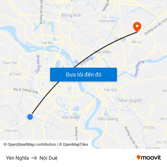 Yên Nghĩa to Nội Duệ map