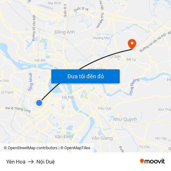 Yên Hoà to Nội Duệ map