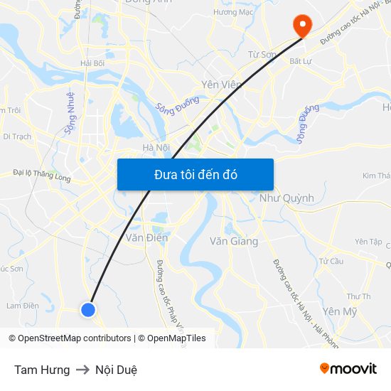 Tam Hưng to Nội Duệ map