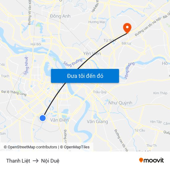 Thanh Liệt to Nội Duệ map