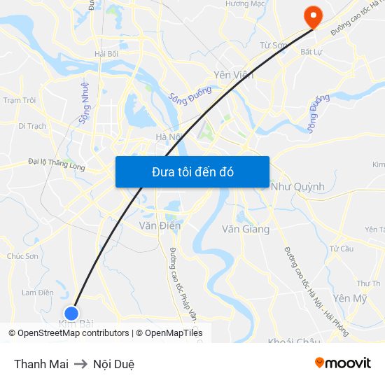 Thanh Mai to Nội Duệ map