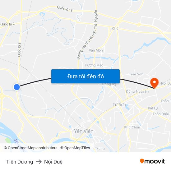 Tiên Dương to Nội Duệ map