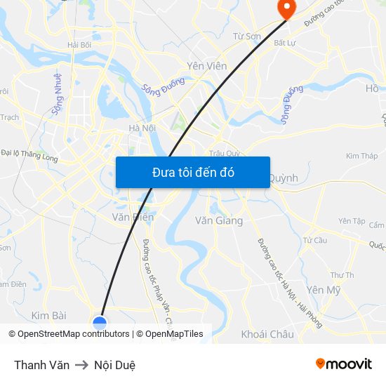 Thanh Văn to Nội Duệ map