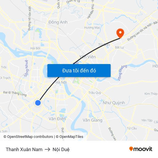 Thanh Xuân Nam to Nội Duệ map