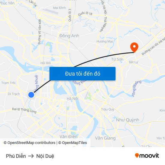 Phú Diễn to Nội Duệ map