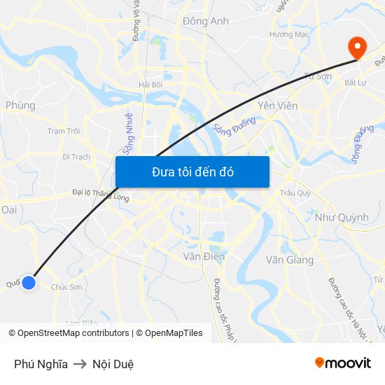 Phú Nghĩa to Nội Duệ map