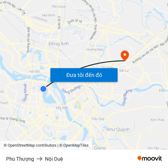 Phú Thượng to Nội Duệ map
