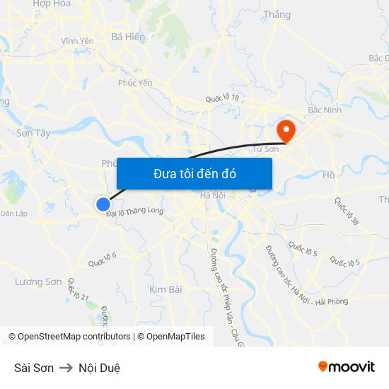 Sài Sơn to Nội Duệ map