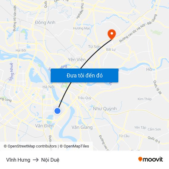 Vĩnh Hưng to Nội Duệ map