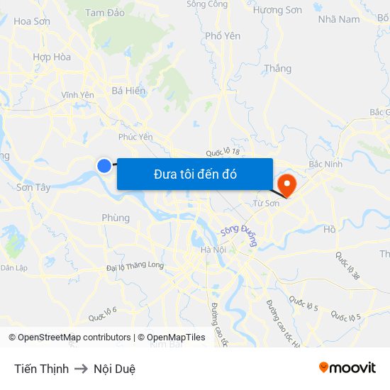 Tiến Thịnh to Nội Duệ map