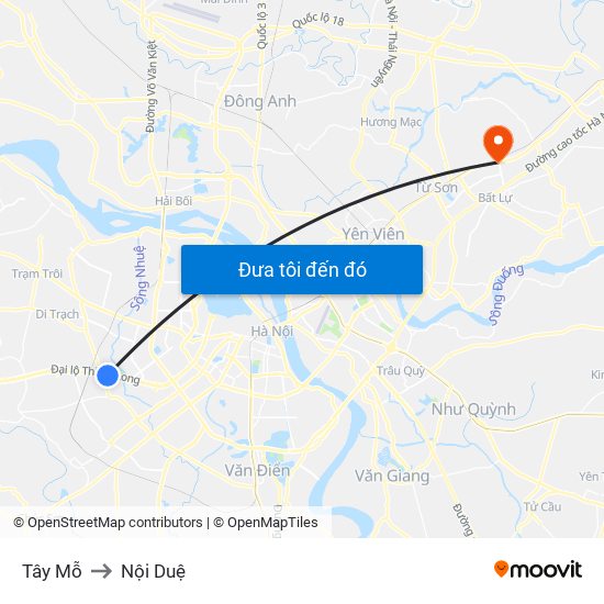 Tây Mỗ to Nội Duệ map