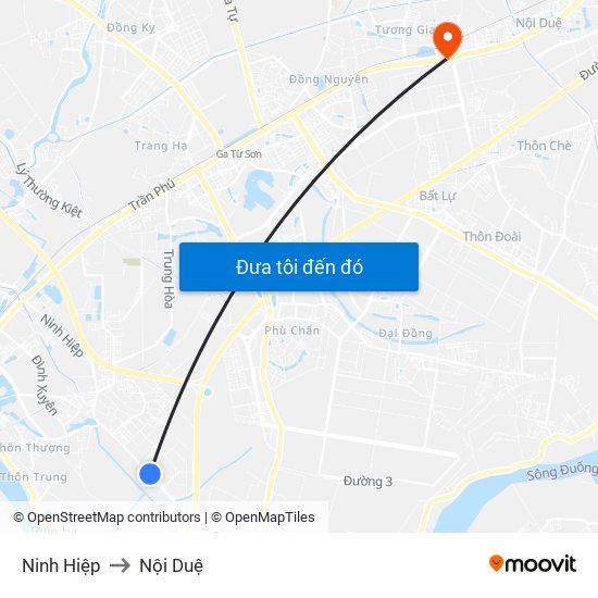 Ninh Hiệp to Nội Duệ map