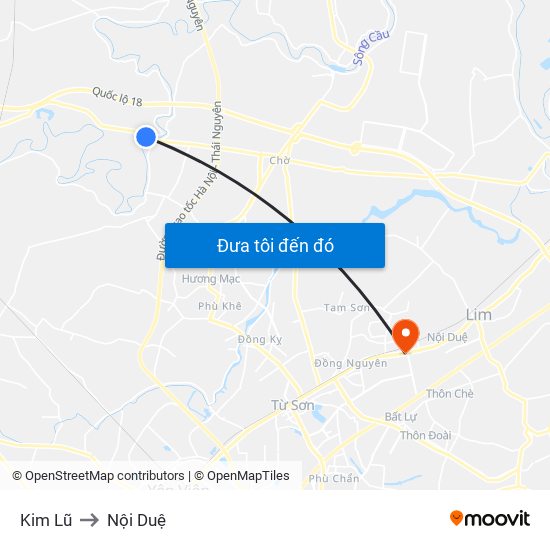 Kim Lũ to Nội Duệ map