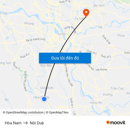 Hòa Nam to Nội Duệ map