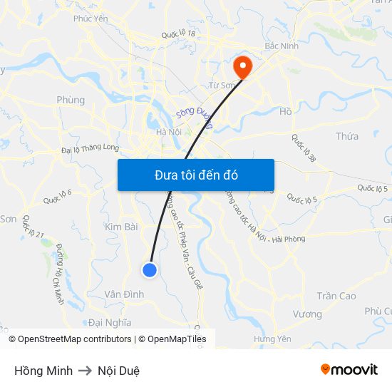 Hồng Minh to Nội Duệ map
