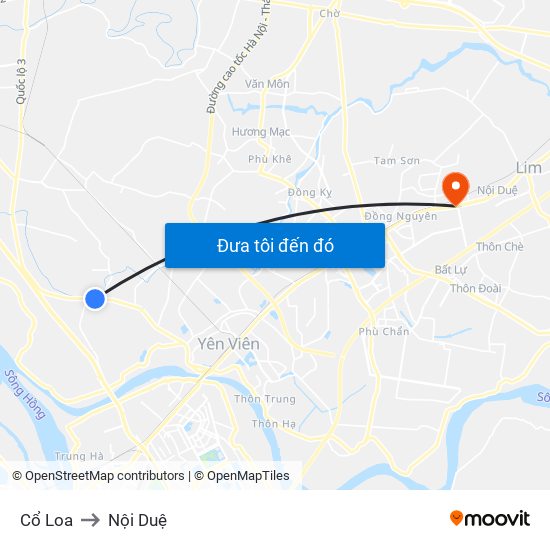 Cổ Loa to Nội Duệ map