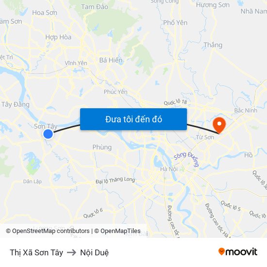 Thị Xã Sơn Tây to Nội Duệ map